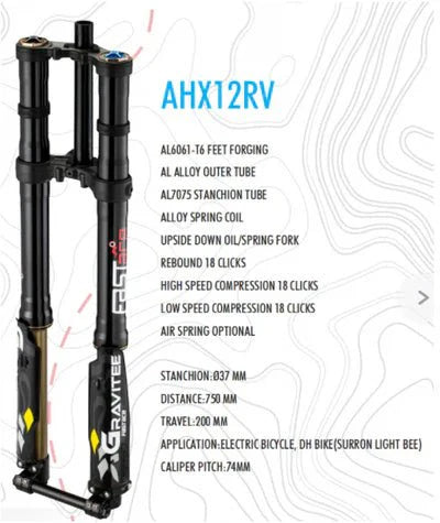 AHX12RV FastAce Gravitee Fork for E-Moto. Surron, E-Ride Pro, Talaria - Riot Racing