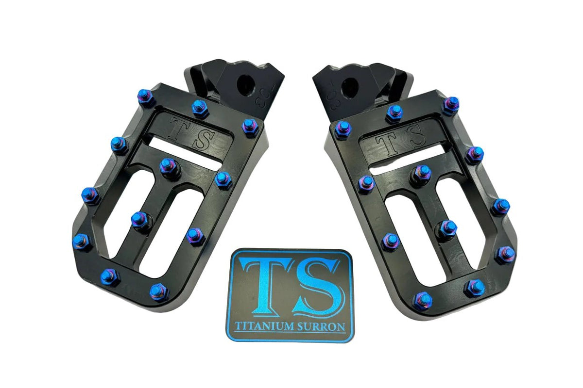 TS Custom Foot Pegs w/ Titanium Grips for Surron and Most Light E-moto Titanium Surron