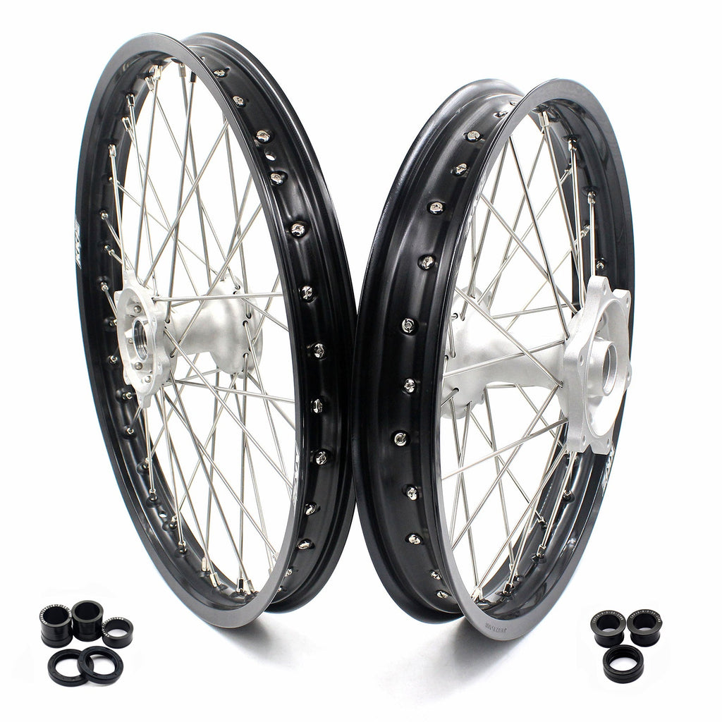 KKE 21" 19" MX Casting Alloy Wheels For HONDA CRF250R CRF450R CR125R CR250R 2002-2013 Silver&Black KKE Racing
