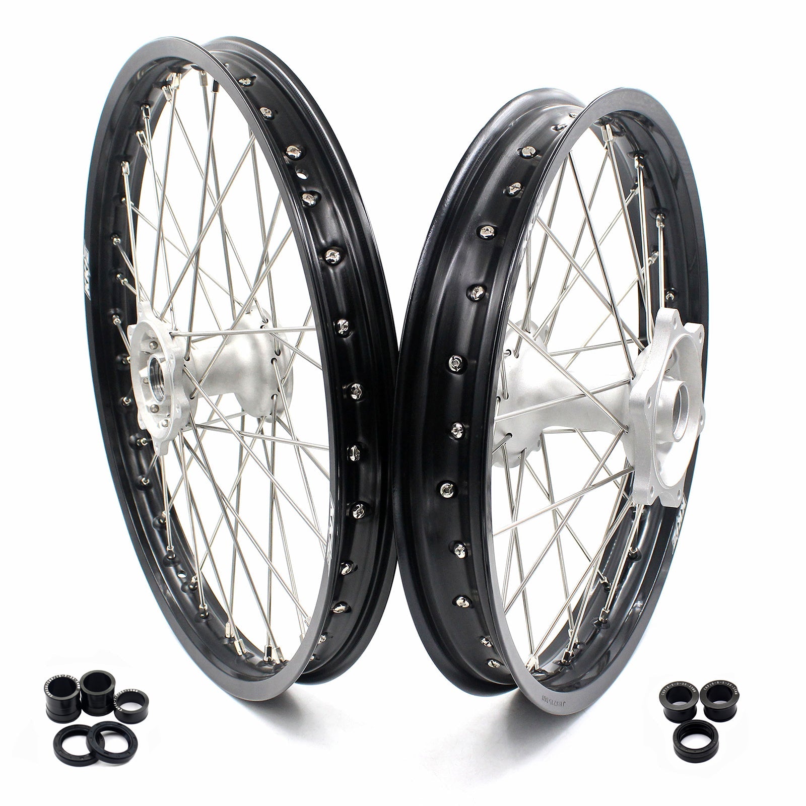 KKE 21" 19" MX Casting Alloy Wheels For HONDA CRF250R CRF450R CR125R CR250R 2002-2013 Silver&Black KKE Racing