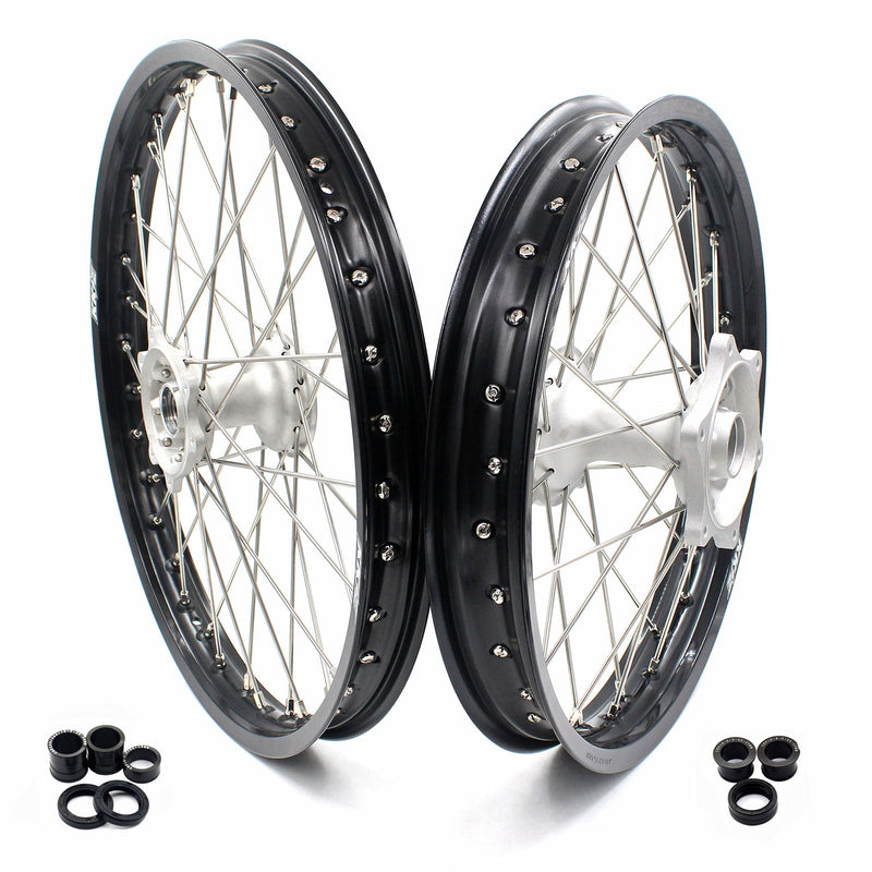 KKE 21" 19" MX Casting Alloy Wheels For HONDA CRF250R CRF450R CR125R CR250R 2002-2013 Silver&Black KKE Racing