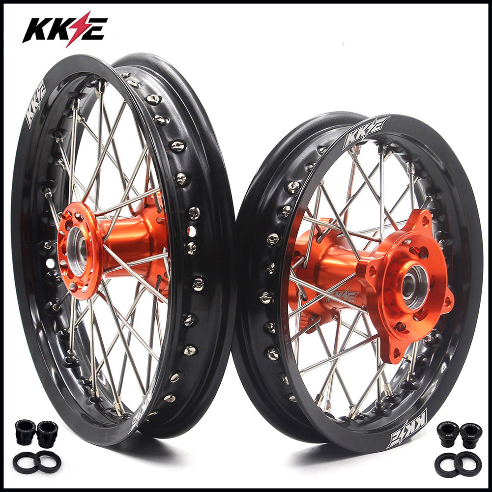KKE 12/10 Mini Kid's Wheels For KTM SX50 2014-2023 GAS GAS MC50 2021-2023 Dirtbikes Orange Hub KKE Racing