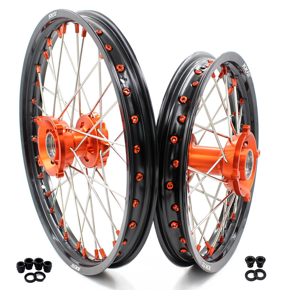 KKE 17"*1.4/14"*1.6 Kid's Big Wheels Rims Fit KTM SX 85 2003-2020 Orange Nipples KKE Racing
