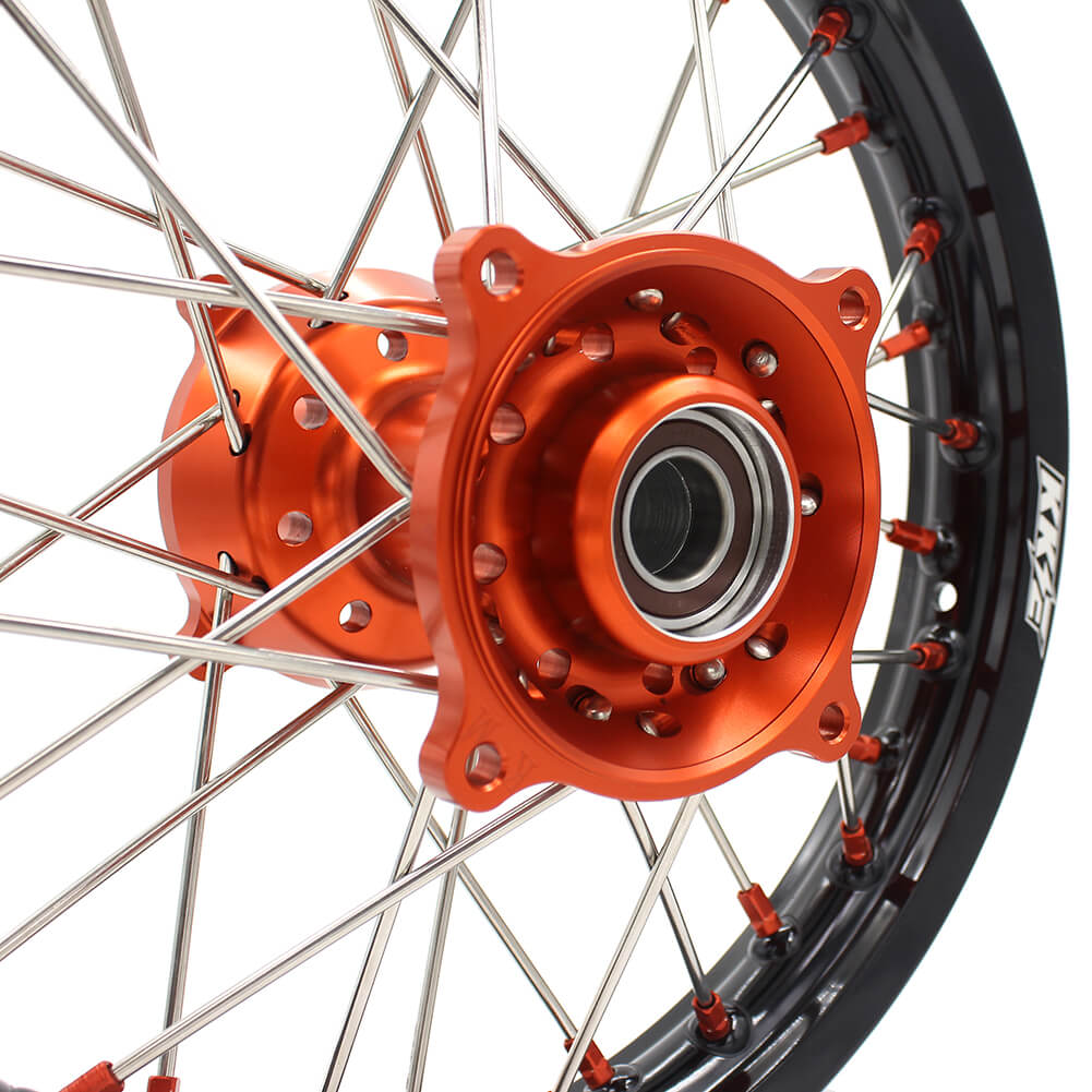 KKE 17"*1.4/14"*1.6 Kid's Big Wheels Rims Fit KTM SX 85 2003-2020 Orange Nipples KKE Racing