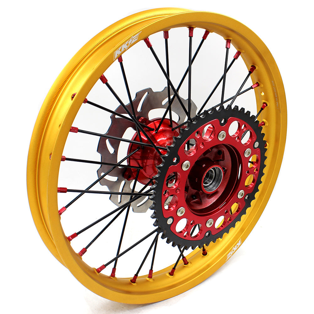 KKE 21 & 19 Cast Red Hubs Billet Gold Rims for Honda XR400R 96-04 XR600R 91-2000 Red&Gold KKE Racing