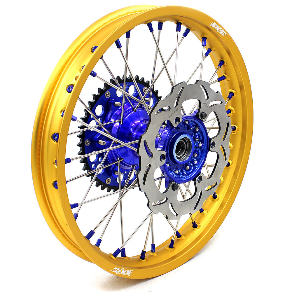 KKE 21"&18" Enduro Dirtbike Casting Wheels For YAMAHA YZ125 YZ250 1999-2016 YZ250F YZ450F 2003-2015 Gold Rim With Disc KKE Racing