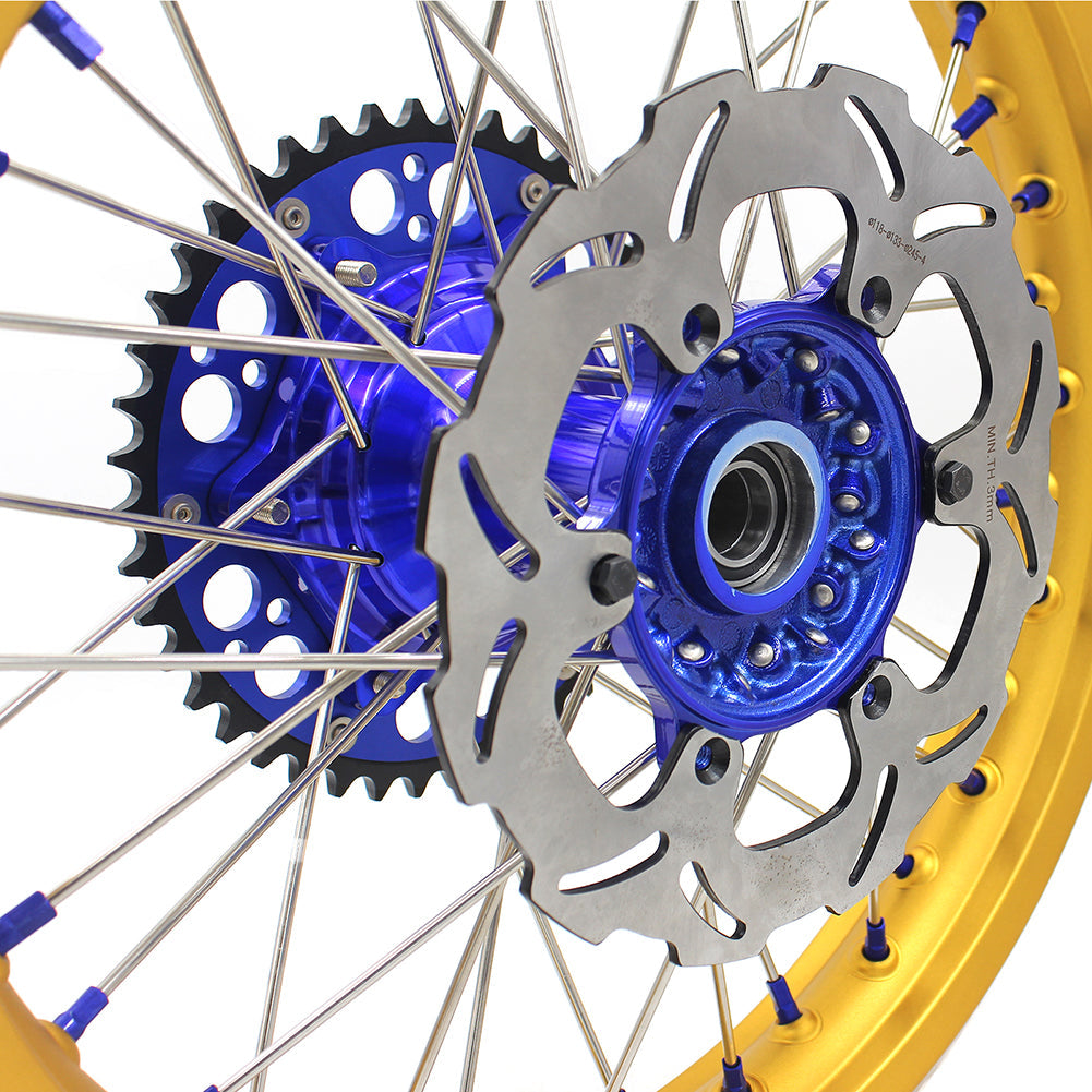 KKE 21"&18" Enduro Dirtbike Casting Wheels For YAMAHA YZ125 YZ250 1999-2016 YZ250F YZ450F 2003-2015 Gold Rim With Disc KKE Racing