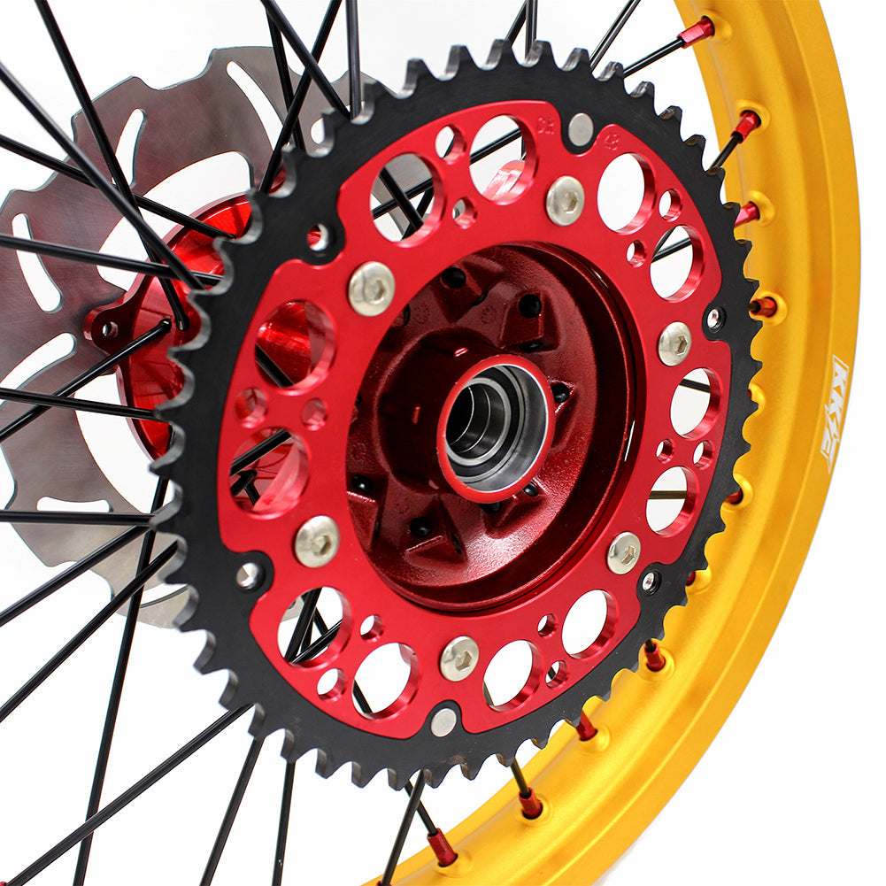 KKE 21 & 19 Cast Red Hubs Billet Gold Rims for Honda XR400R 96-04 XR600R 91-2000 Red&Gold KKE Racing