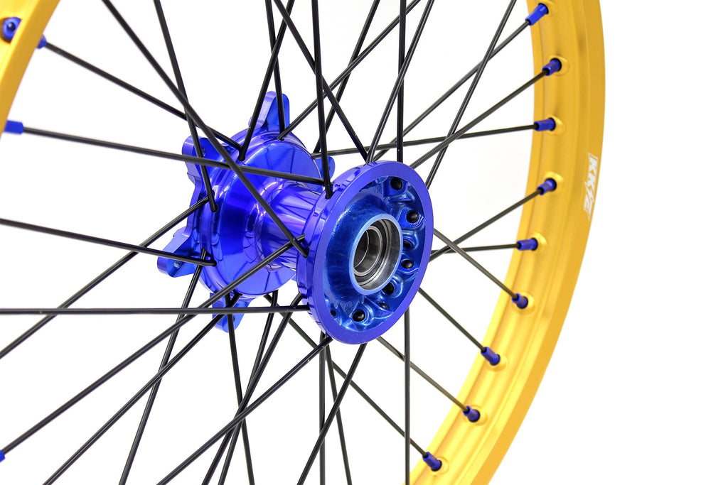 KKE 21"&19" Mx Dirtbike Cast Wheels For YAMAHA YZ125 YZ250 YZ250F YZ450F Gold Rim Black Spokes KKE Racing