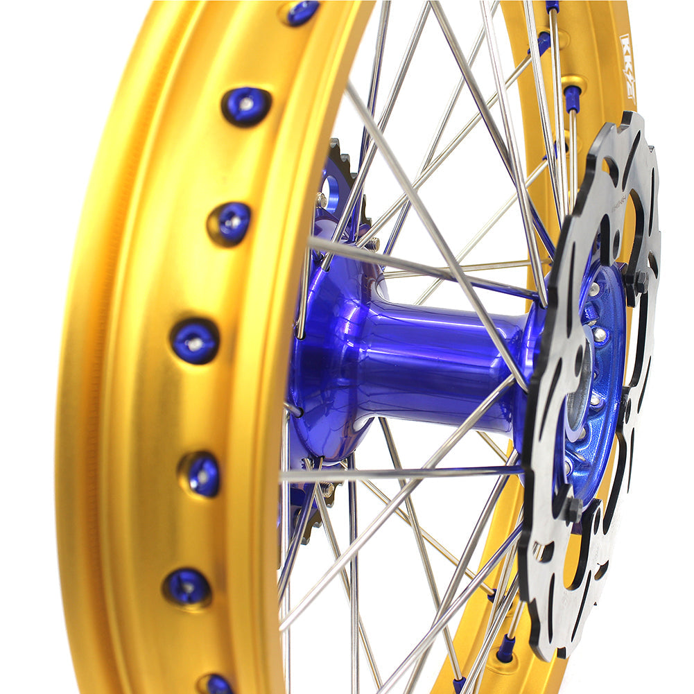 KKE 21"&18" Enduro Dirtbike Casting Wheels For YAMAHA YZ125 YZ250 1999-2016 YZ250F YZ450F 2003-2015 Gold Rim With Disc KKE Racing