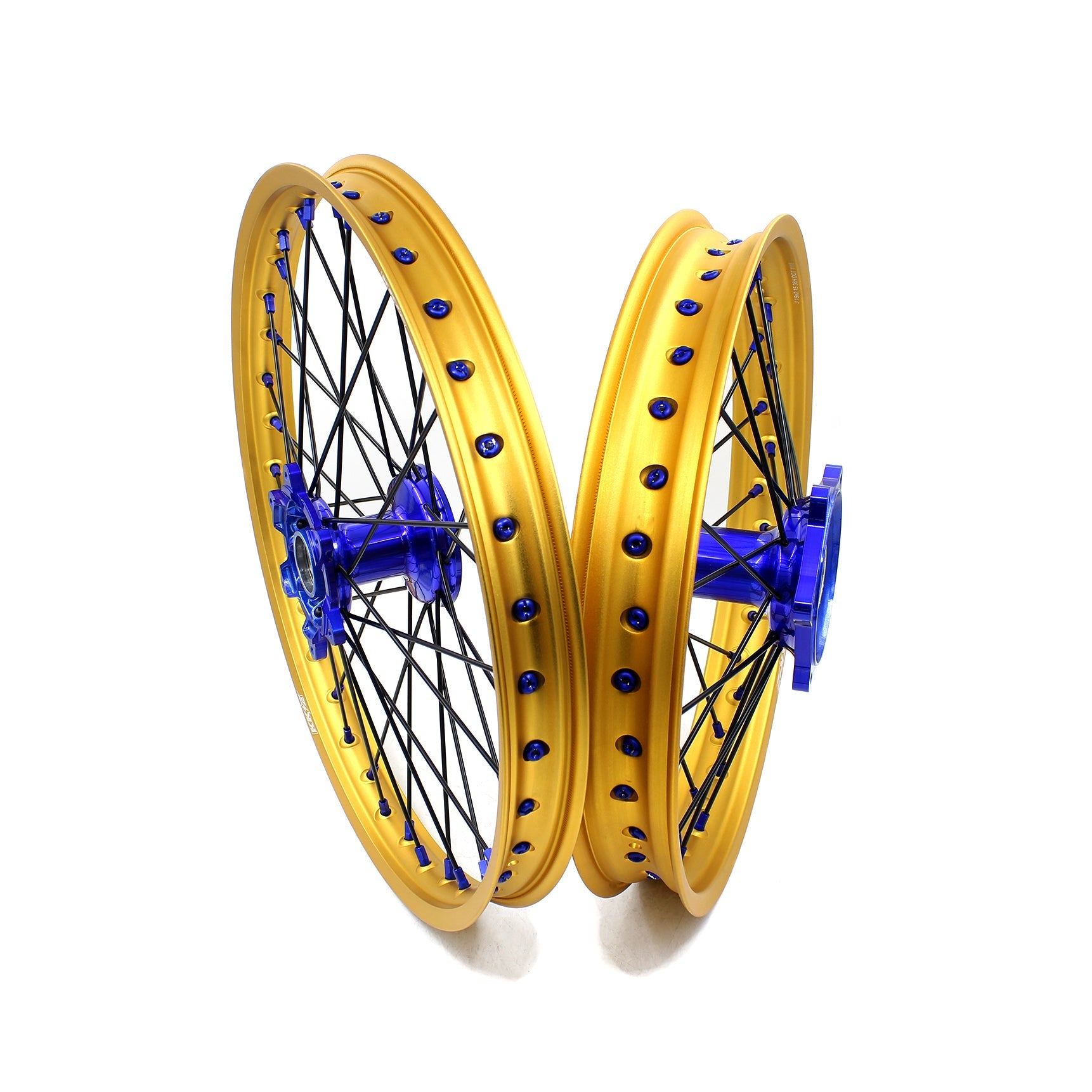 KKE 21"&19" Mx Dirtbike Cast Wheels For YAMAHA YZ125 YZ250 YZ250F YZ450F Gold Rim Black Spokes KKE Racing