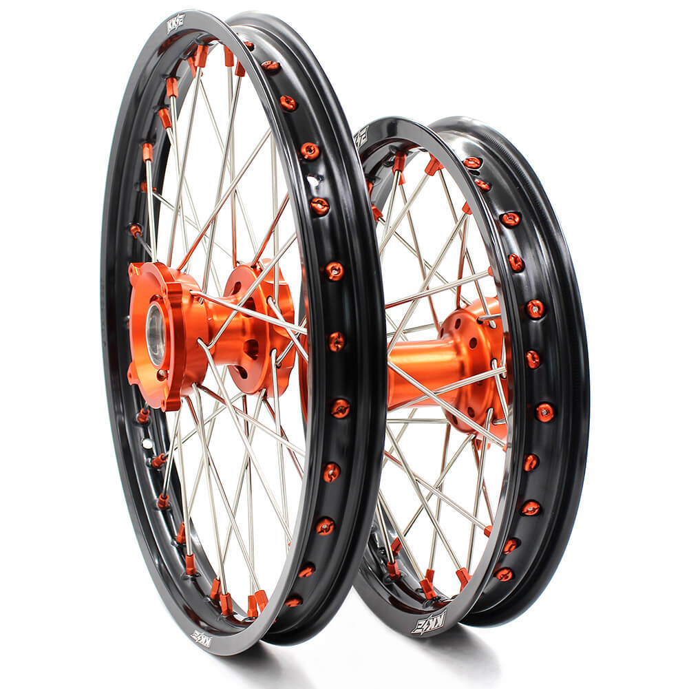 KKE 17"*1.4/14"*1.6 Kid's Big Wheels Rims Fit KTM SX 85 2003-2020 Orange Nipples KKE Racing