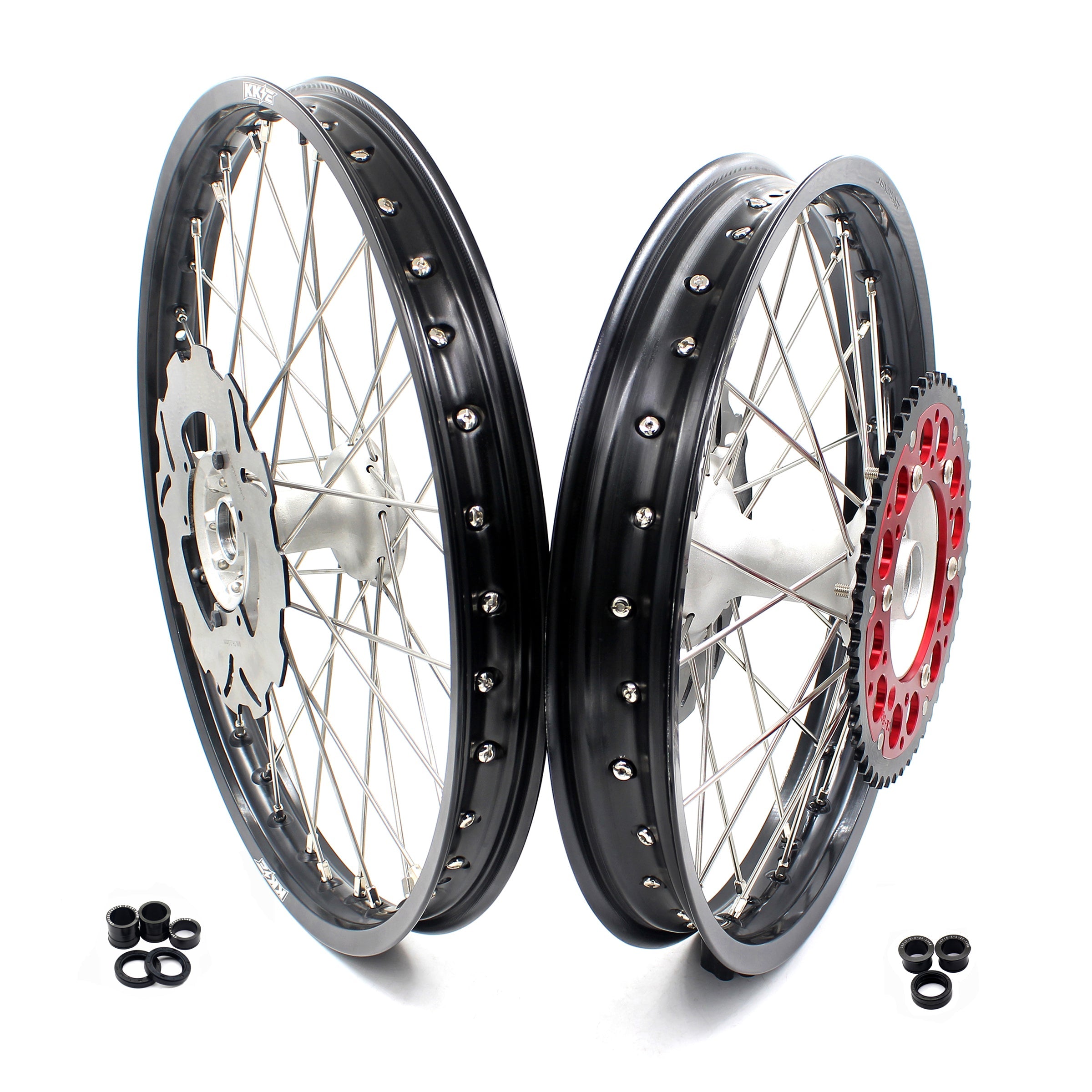 KKE 21" 19" MX Casting Alloy Wheels For HONDA CRF250R CRF450R CR125R CR250R 2002-2013 Silver&Black KKE Racing