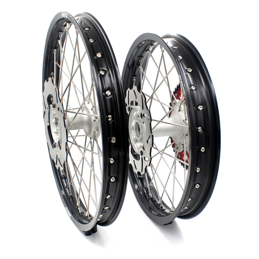 KKE 21 & 18 Casting MX Rims for Honda XR400R 96-04 XR600R 91-2000 240MM/220MM Disc Silver&Black KKE Racing