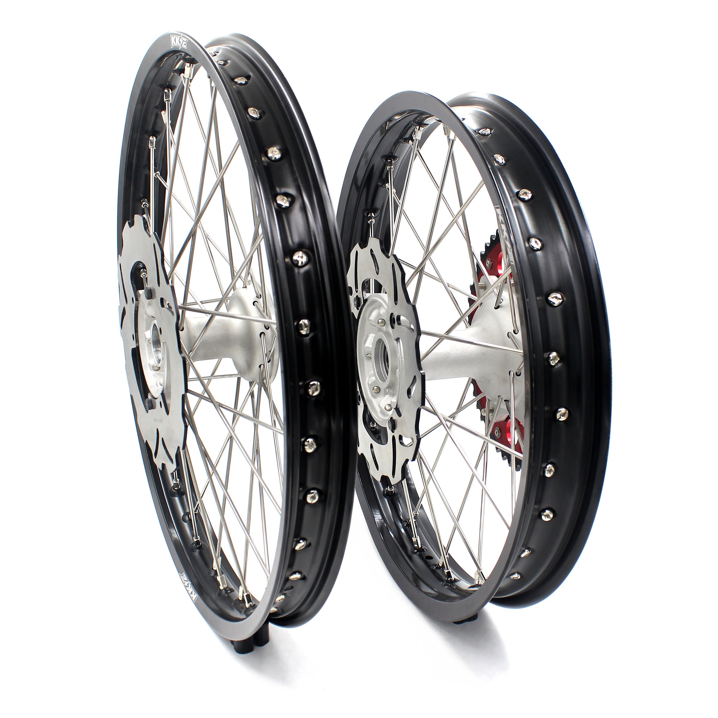 KKE 21 & 18 Casting MX Rims for Honda XR650R 2000-2008 240MM/240MM Disc Silver&Black KKE Racing