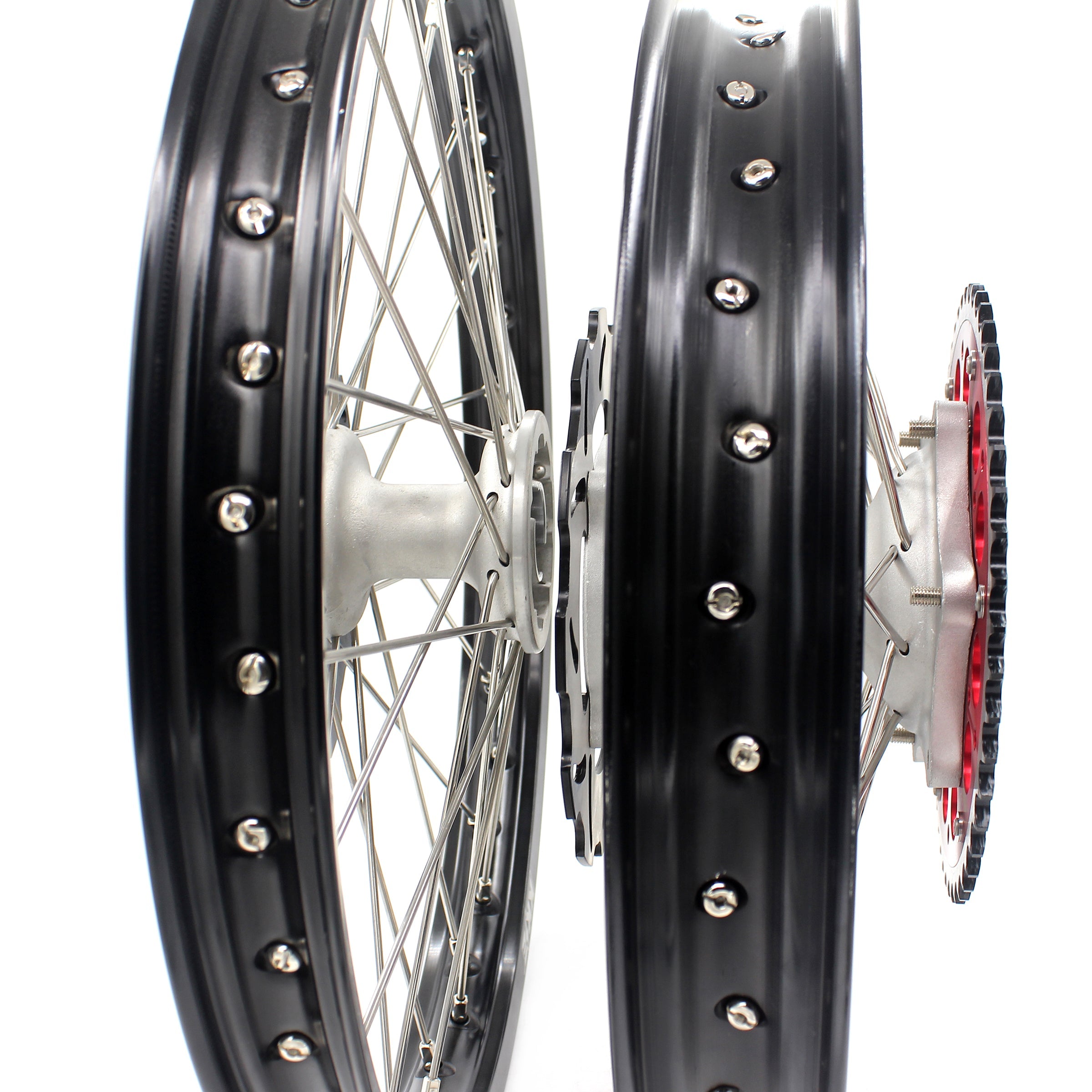 KKE 21 & 18 Casting MX Rims for Honda XR400R 96-04 XR600R 91-2000 240MM/220MM Disc Silver&Black KKE Racing