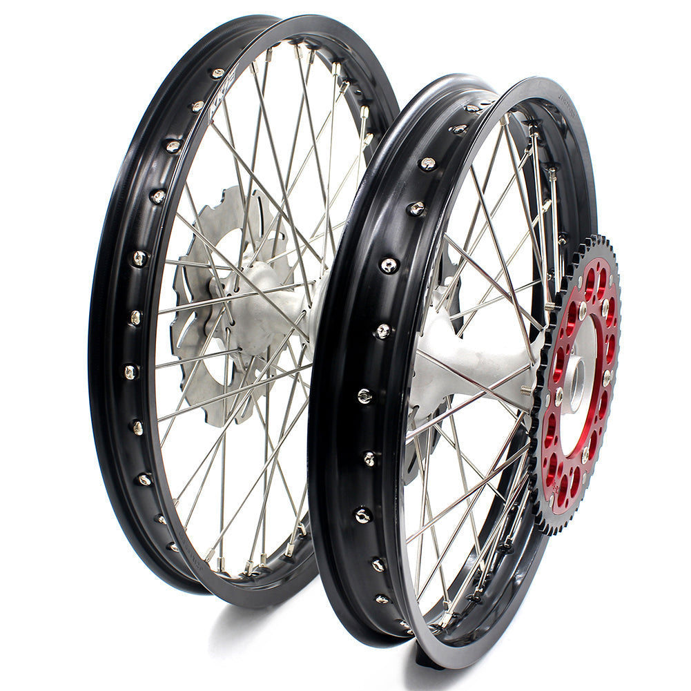 KKE 21 & 19 Casting MX Rims for Honda XR400R 96-04 XR600R 91-2000 240MM/220MM Disc Silver&Black KKE Racing