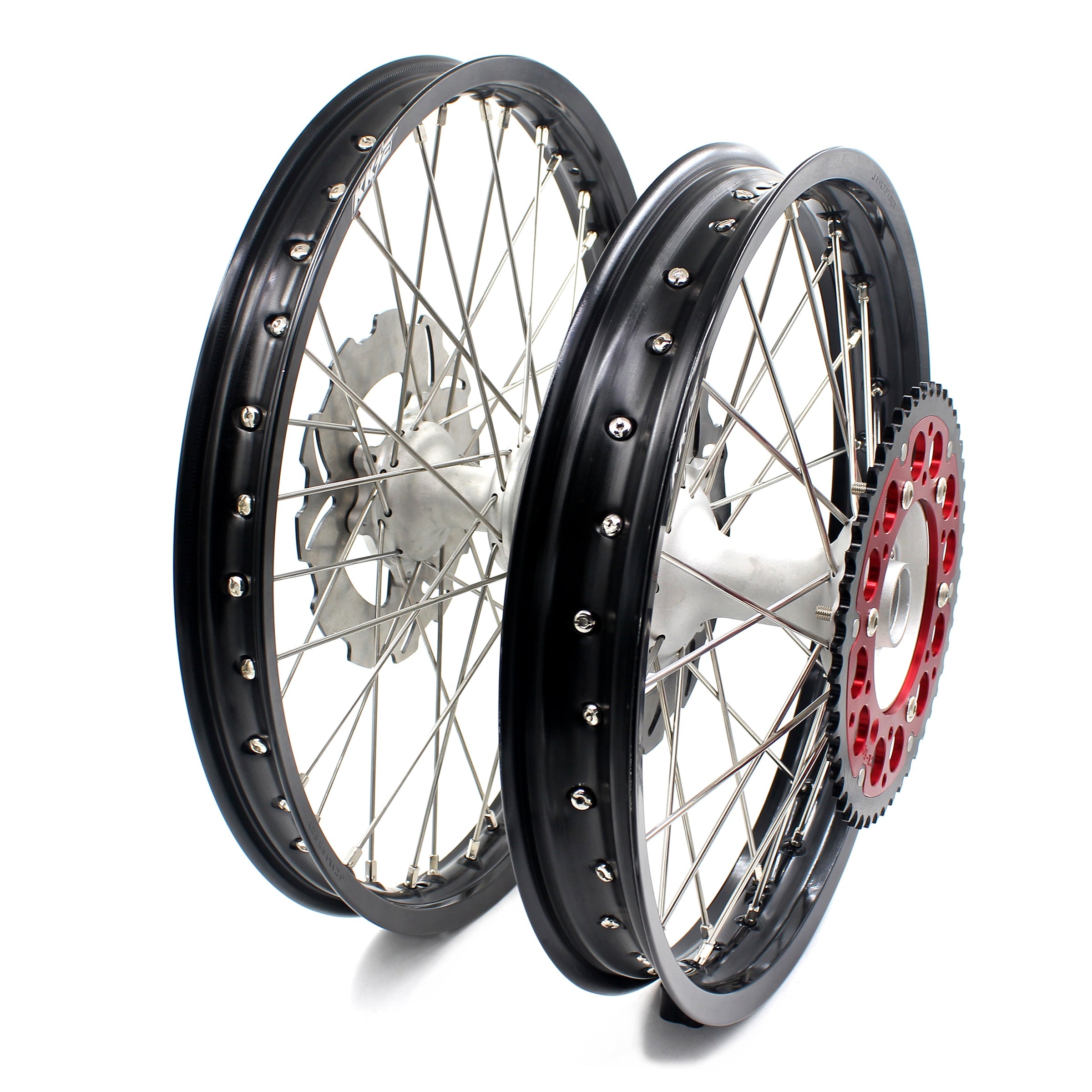 KKE 21 & 18 Casting MX Rims for Honda XR650R 2000-2008 240MM/240MM Disc Silver&Black KKE Racing