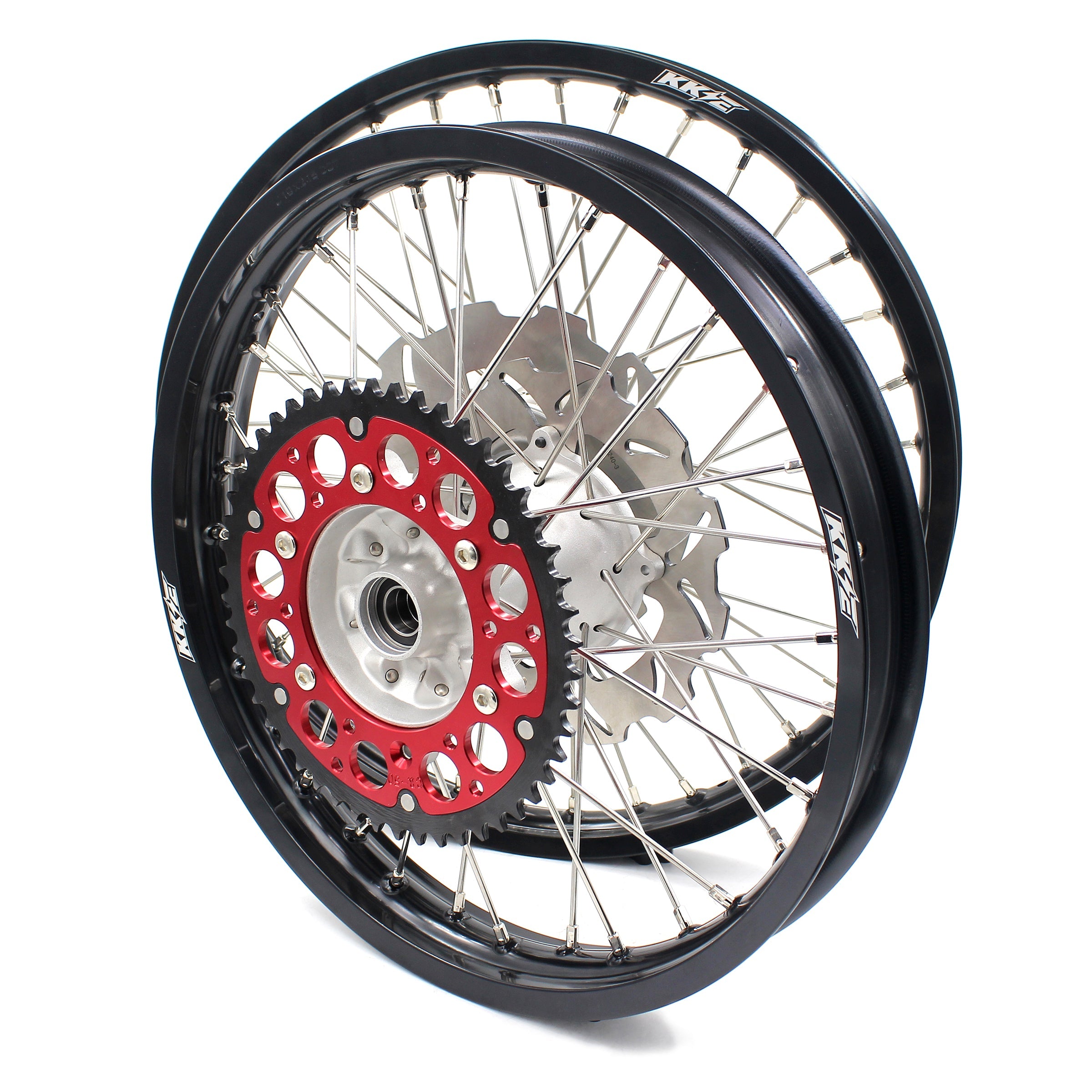 KKE 21 & 18 Casting MX Rims for Honda XR650R 2000-2008 240MM/240MM Disc Silver&Black KKE Racing