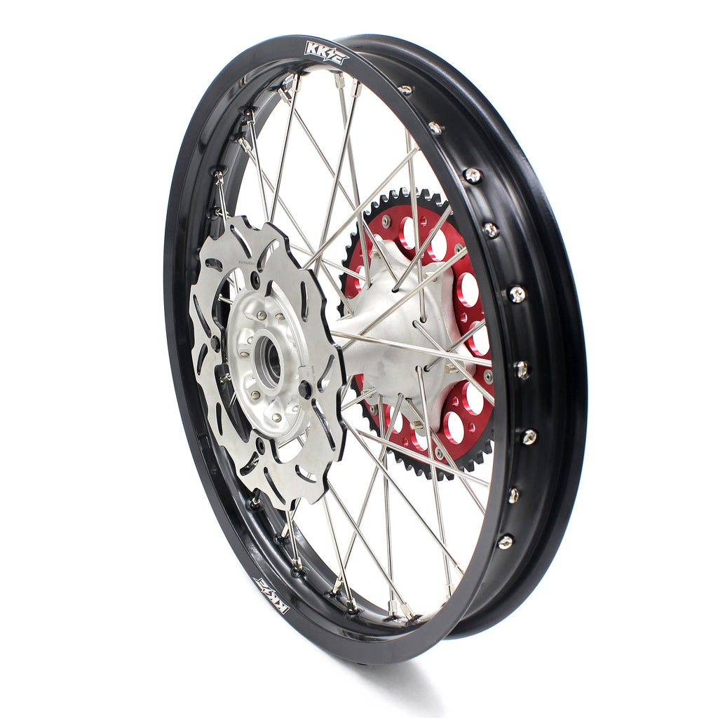 KKE 21 & 18 Casting MX Rims for Honda XR650R 2000-2008 240MM/240MM Disc Silver&Black KKE Racing