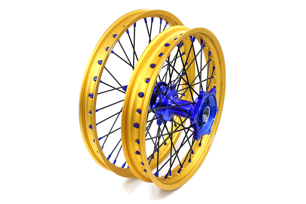 KKE 21"&19" Mx Dirtbike Cast Wheels For YAMAHA YZ125 YZ250 YZ250F YZ450F Gold Rim Black Spokes KKE Racing