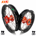 KKE 12/10 Small Kid's Wheels For KTM SX50 2024-2025 Mini Dirtbikes Orange Hub KKE Racing