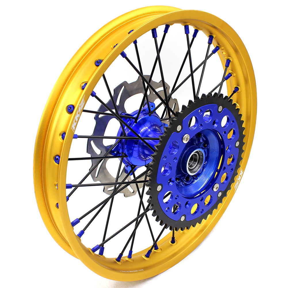KKE 21"&19" Mx Dirtbike Cast Wheels For YAMAHA YZ125 YZ250 1999-2016 YZ250F YZ450F 2003-2015 Gold Rim Black Spokes With Disc KKE Racing