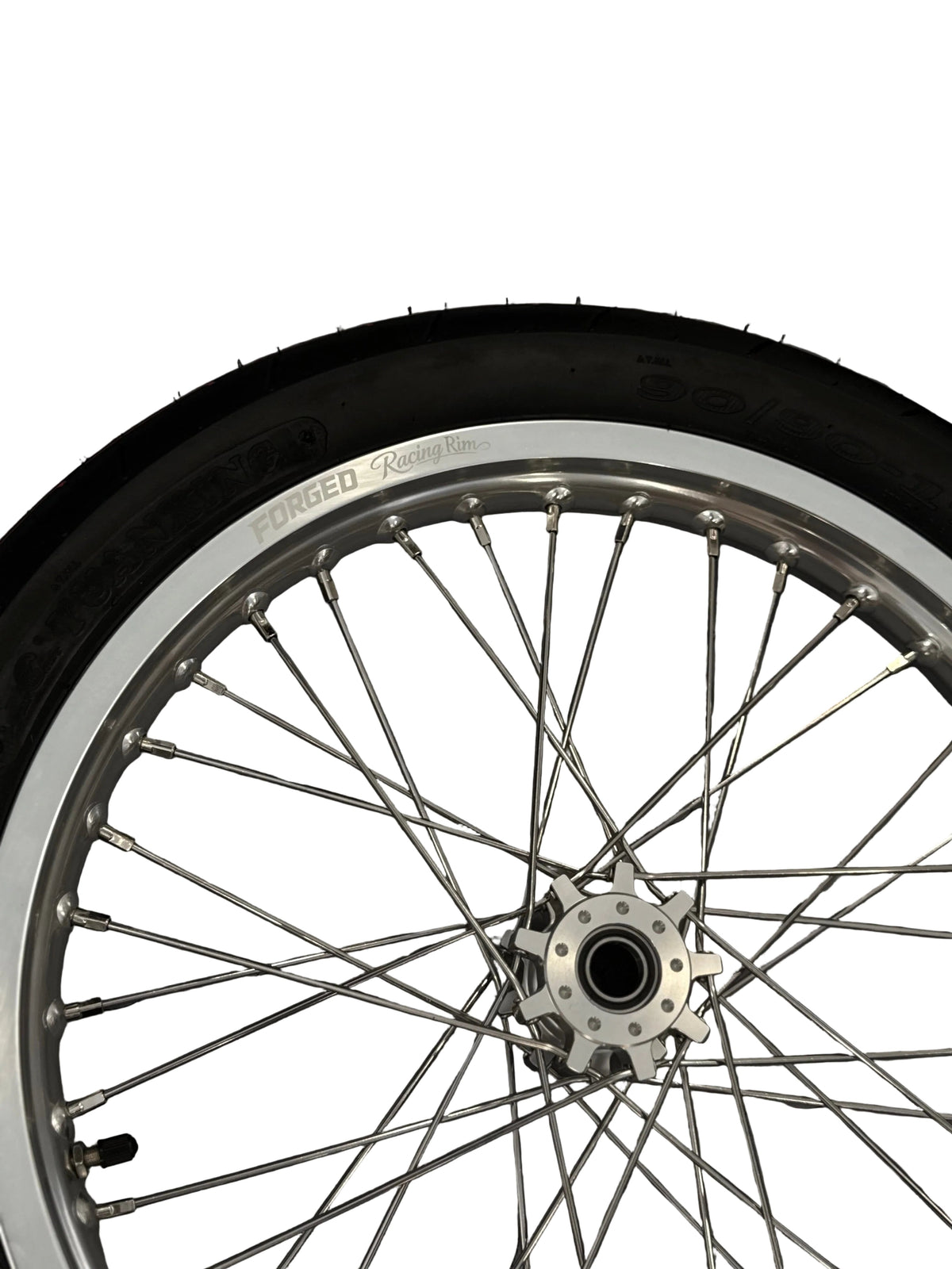 Surron Light Bee X / E-Ride Pro Supermoto Wheelset (Thick/Wide) - Chrome Silver / Gloss Black Forged Racing