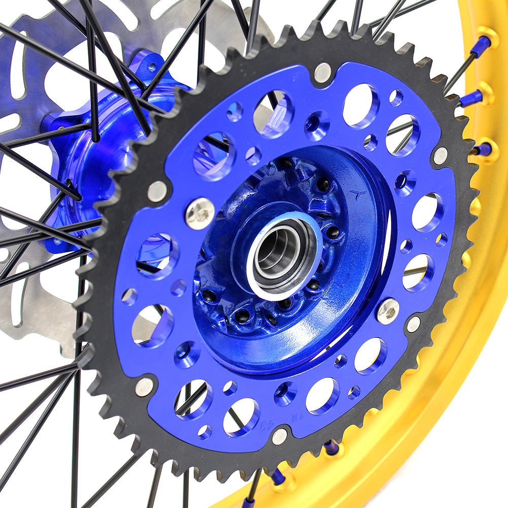 KKE 21"&19" Mx Dirtbike Cast Wheels For YAMAHA YZ125 YZ250 1999-2016 YZ250F YZ450F 2003-2015 Gold Rim Black Spokes With Disc KKE Racing