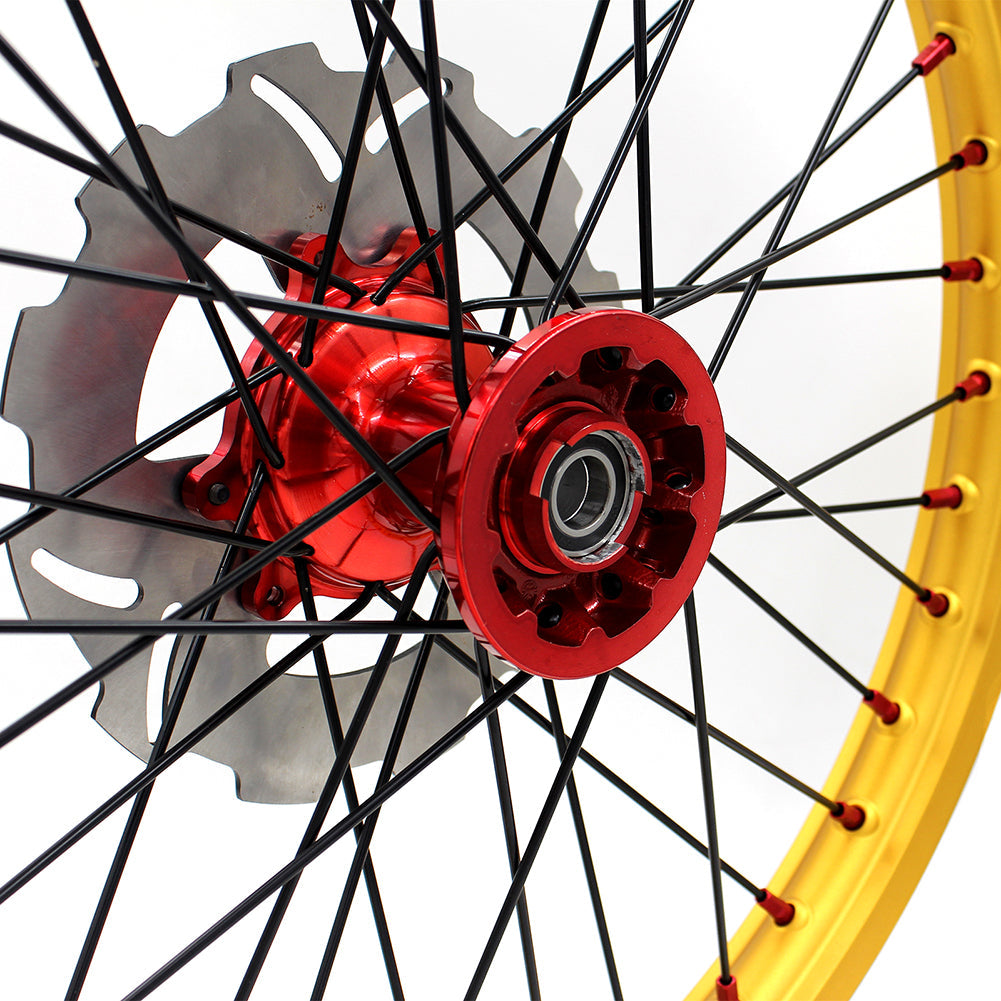KKE 21" 19" Cast Red Hubs Billet Gold Rims For HONDA CR125R 1995-1997 CR250R 1995-1996 KKE Racing