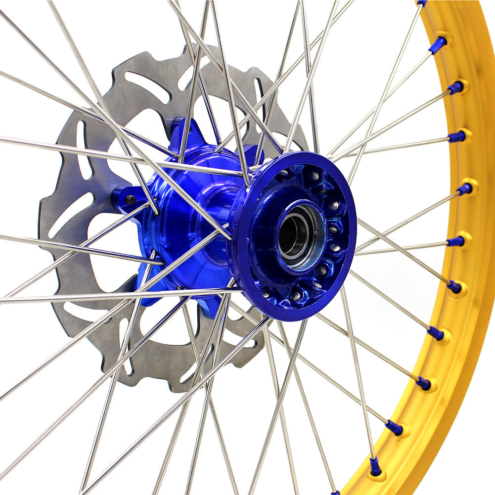 KKE 21"&18" Enduro Dirtbike Casting Wheels For YAMAHA YZ125 YZ250 1999-2016 YZ250F YZ450F 2003-2015 Gold Rim With Disc KKE Racing