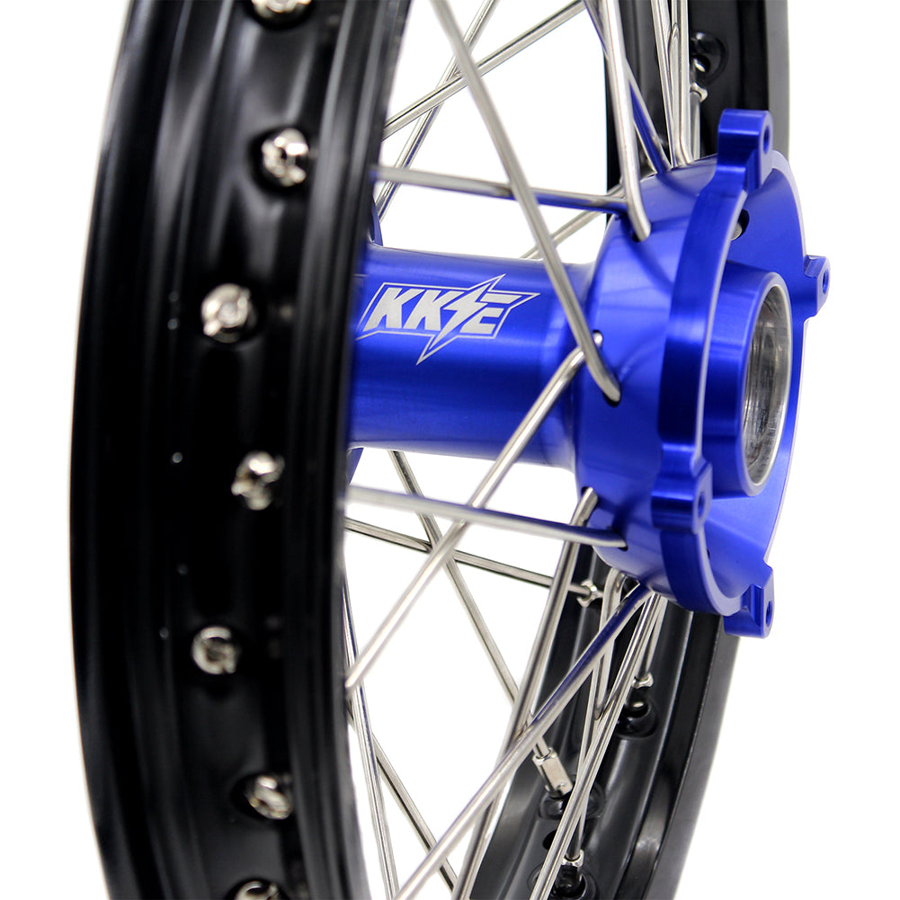 KKE 17"*1.4/14"*1.6 Spoked Kid's Big Wheels Rims Fit KTM SX 85 2003-2020 Husqvarna TC 85 2014-2020 Blue Hub KKE Racing