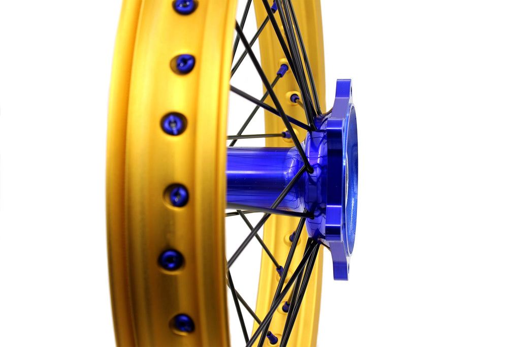 KKE 21"&19" Mx Dirtbike Cast Wheels For YAMAHA YZ125 YZ250 YZ250F YZ450F Gold Rim Black Spokes KKE Racing