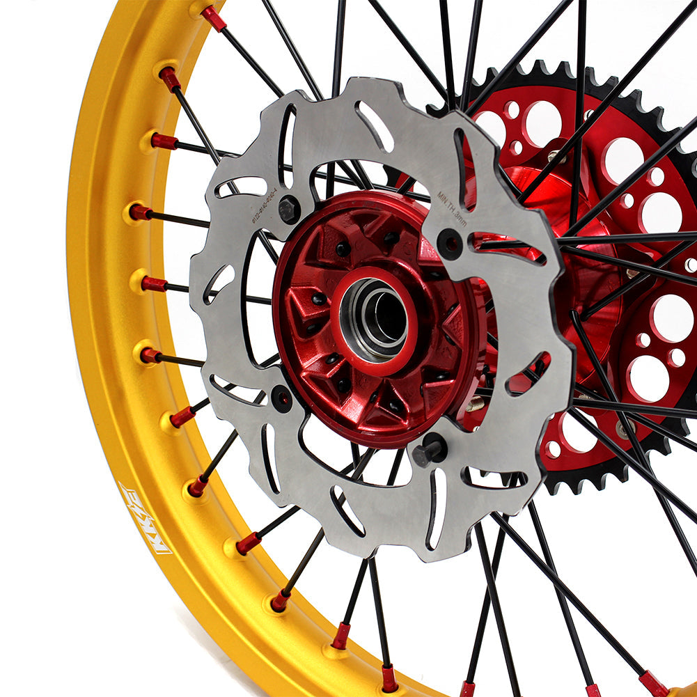 KKE 21" 19" Cast Red Hubs Billet Gold Rims For HONDA CR125R 1995-1997 CR250R 1995-1996 KKE Racing