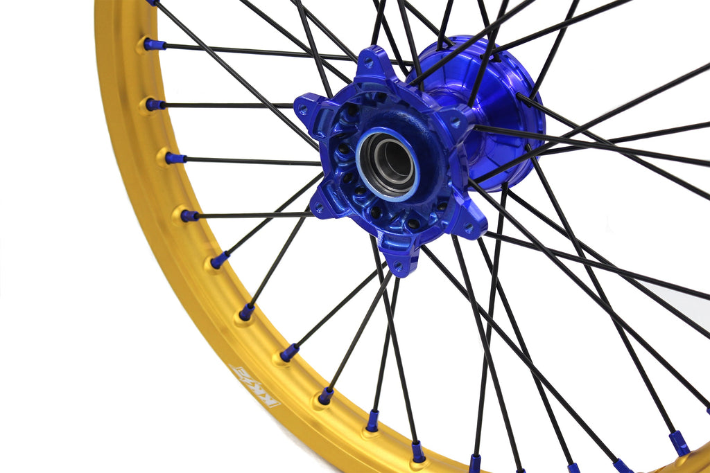 KKE 21"&19" Mx Dirtbike Cast Wheels For YAMAHA YZ125 YZ250 YZ250F YZ450F Gold Rim Black Spokes KKE Racing