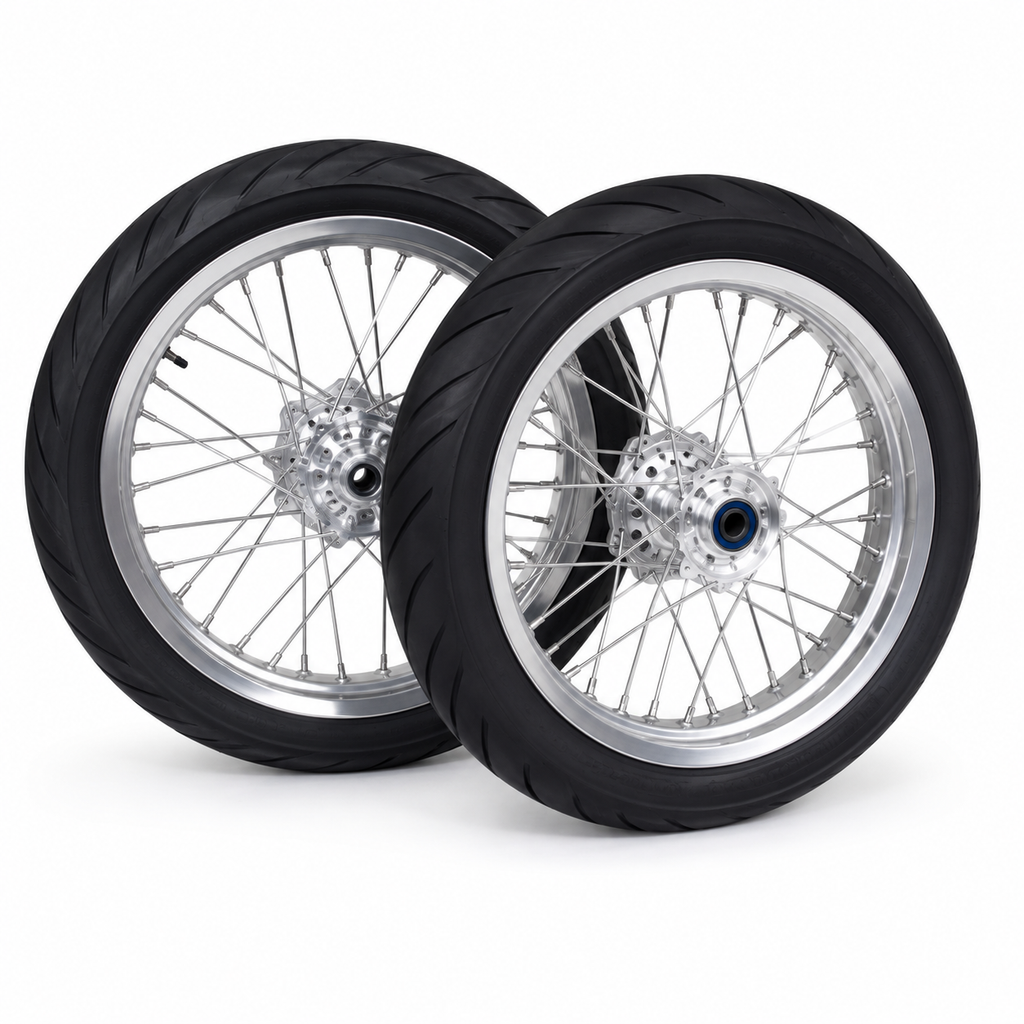 Ultra Bee Supermoto Wheelset (17in) Chrome/Black 79mods