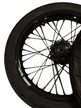 Surron Light Bee X / E-Ride Pro Supermoto Wheelset (Thick/Wide) - Chrome Silver / Gloss Black Forged Racing