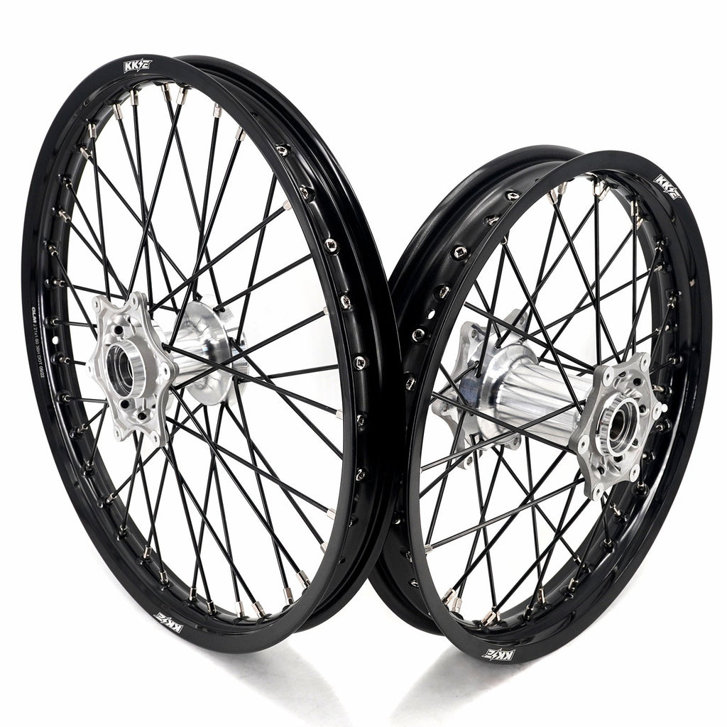 KKE 21/18 New Generation Cast Hub Billet Wheels Fit For KTM EXC XC-W XCF-W EXC-F 2003-2025 Black Spokes KKE Racing