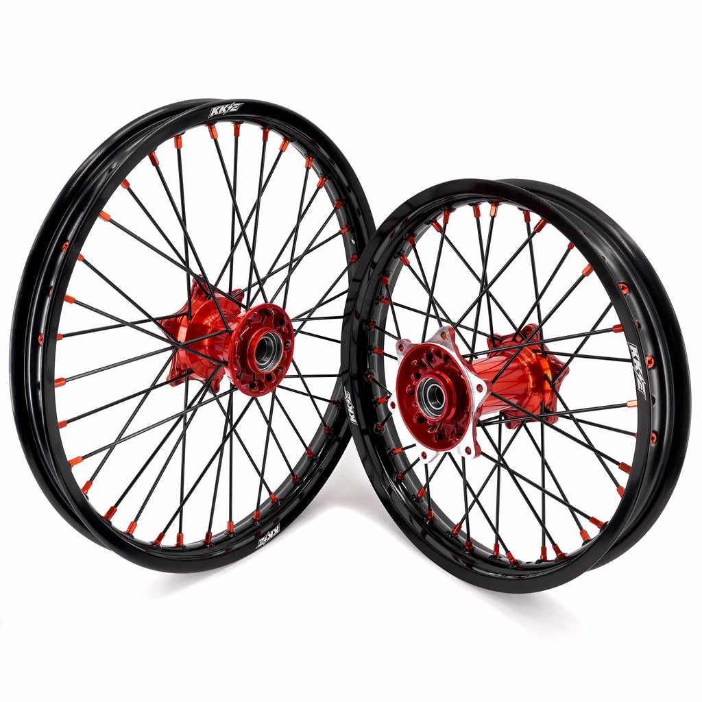 KKE 21" 18" Cast Enduro Wheels For KTM EXC EXC-F EXC-E 2003-2025 Black Spokes KKE Racing