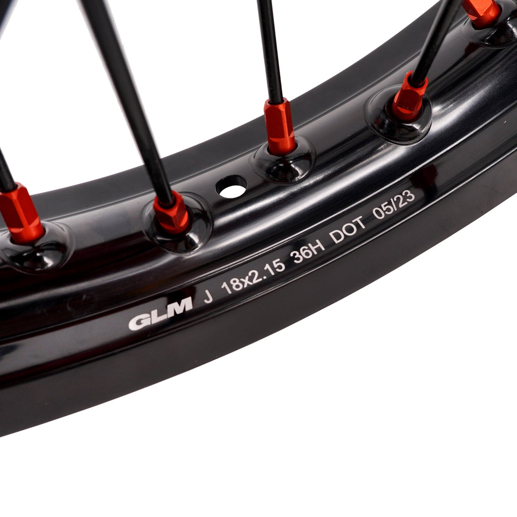 KKE 21" 18" Cast Enduro Wheels For KTM EXC EXC-F EXC-E 2003-2025 Black Spokes KKE Racing