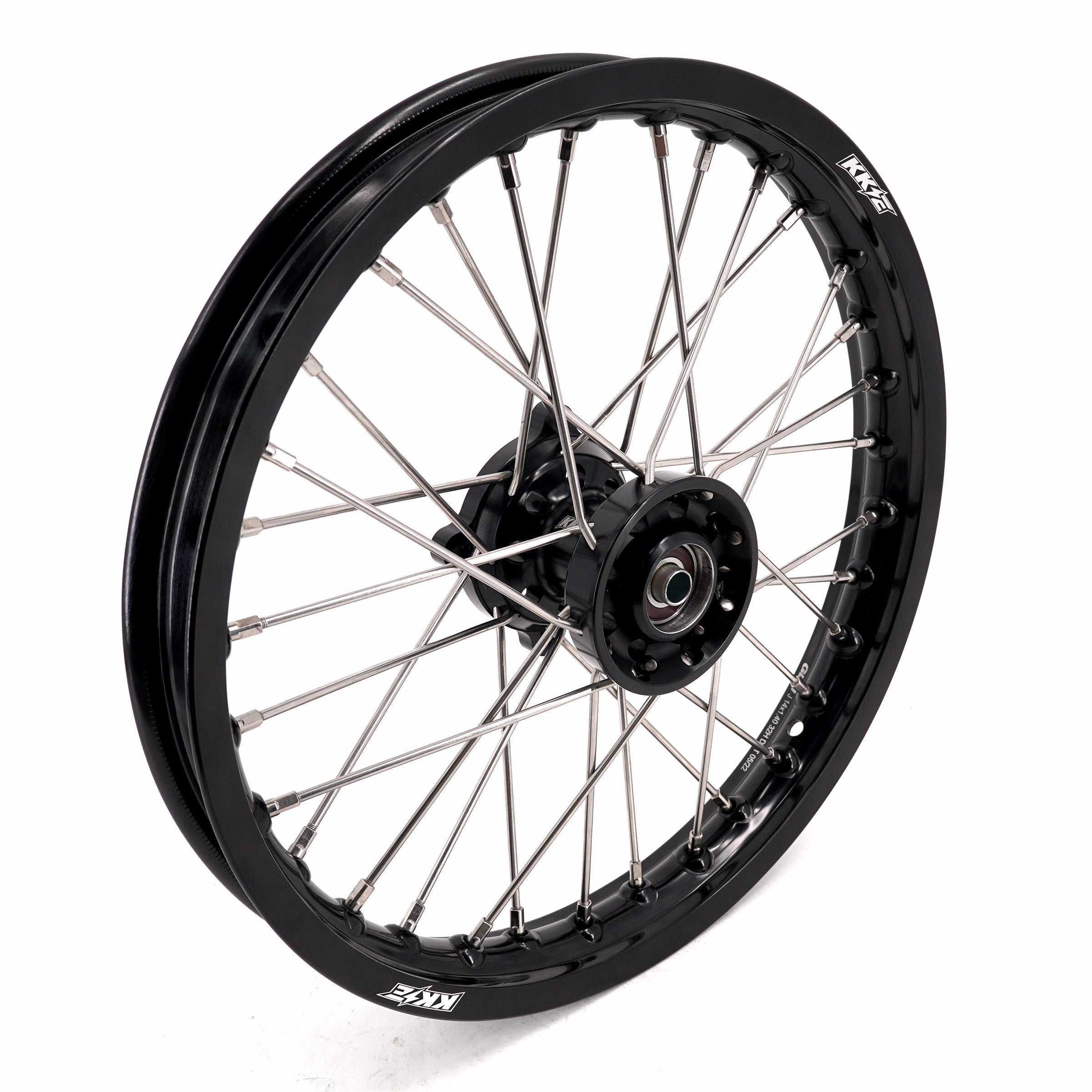 KKE 1.4*14 & 1.6*12 Spoked Kid's Wheels Rims Set for Kawasaki KX65 2000-2024 Black KKE Racing