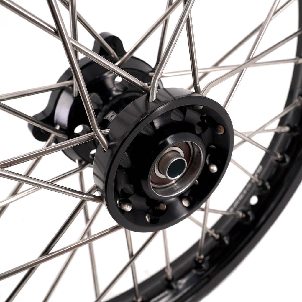 KKE 1.4*14 & 1.6*12 Spoked Kid's Wheels Rims Set for Kawasaki KX65 2000-2024 Black KKE Racing