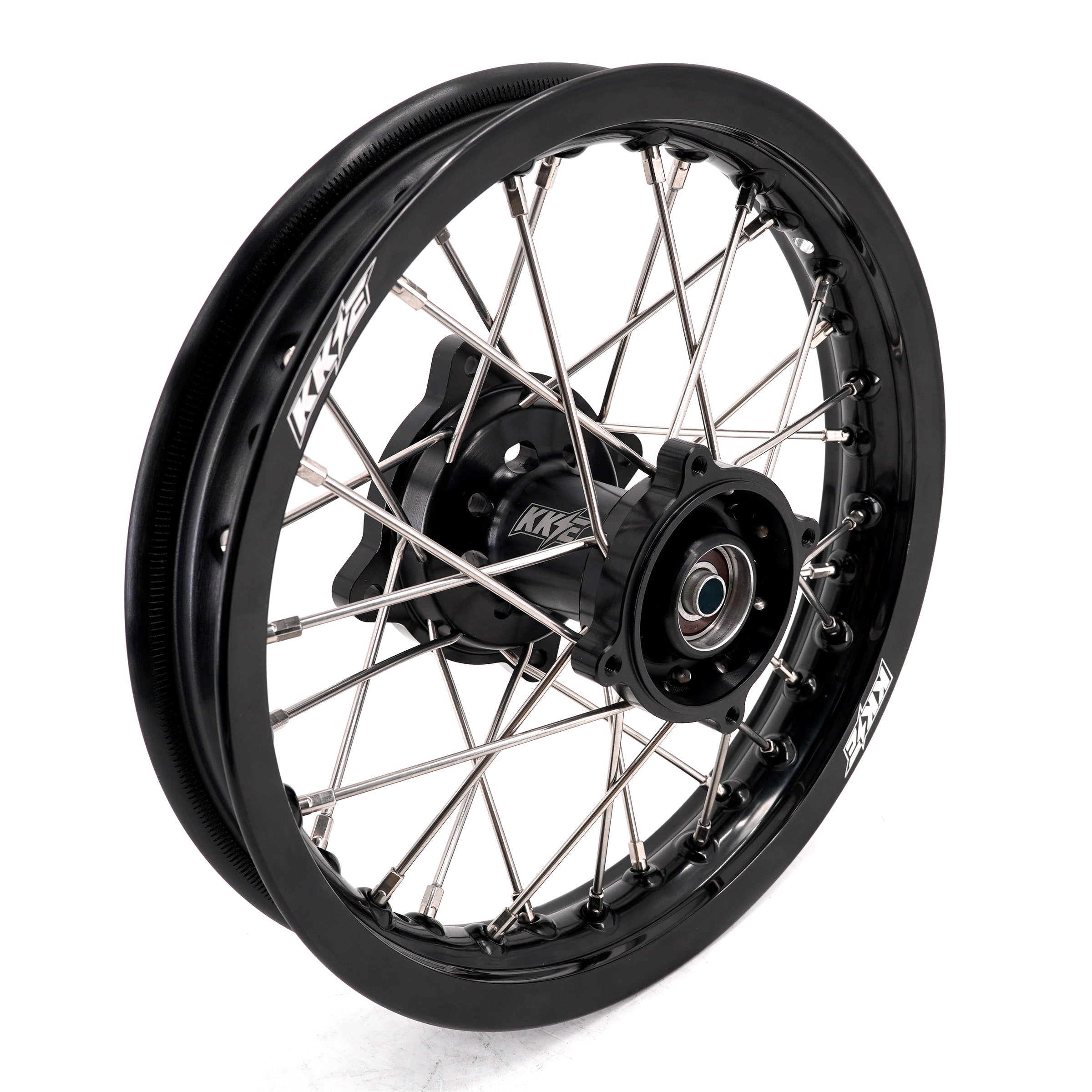 KKE 1.4*14 & 1.6*12 Spoked Kid's Wheels Rims Set for Kawasaki KX65 2000-2024 Black KKE Racing