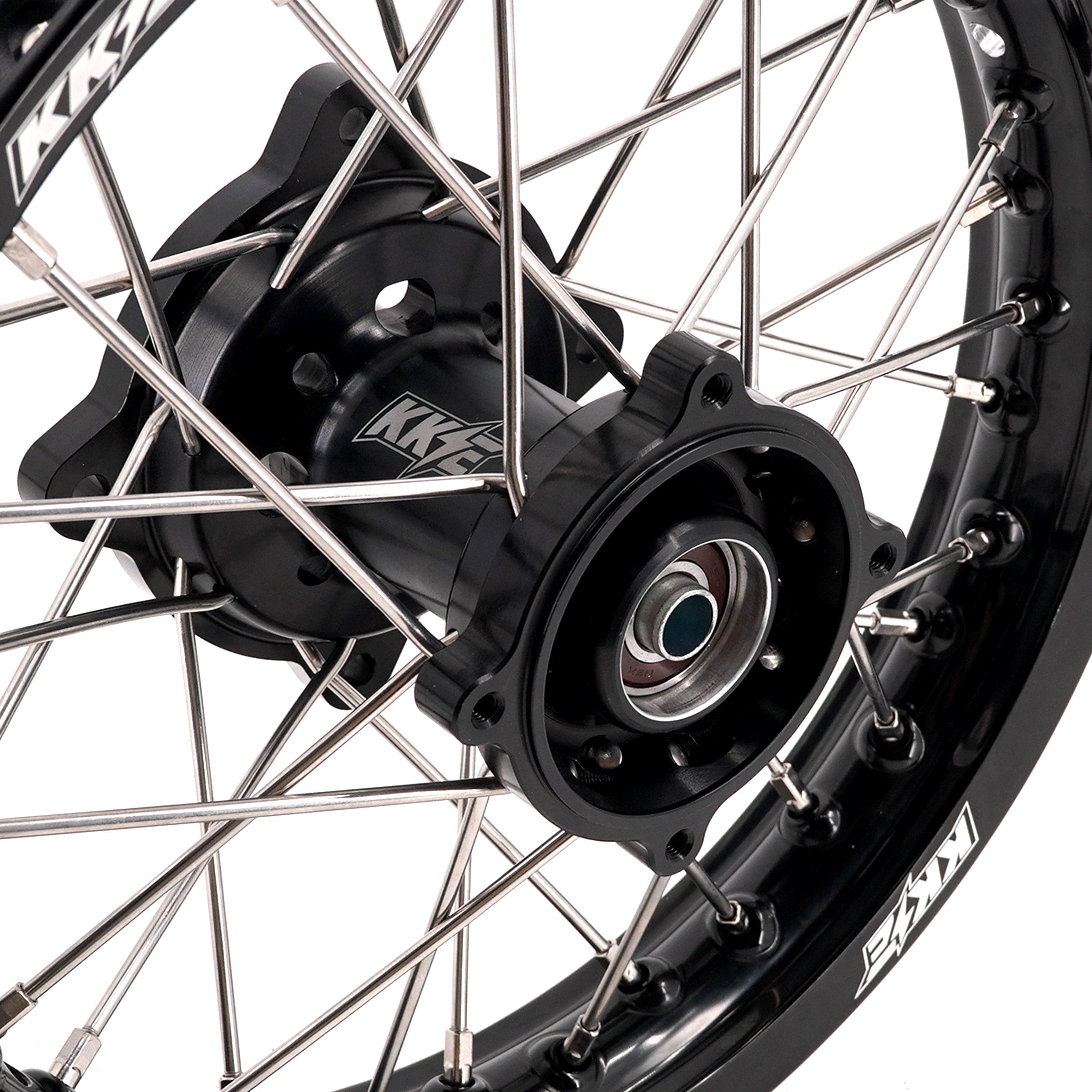 KKE 1.4*14 & 1.6*12 Spoked Kid's Wheels Rims Set for Kawasaki KX65 2000-2024 Black KKE Racing