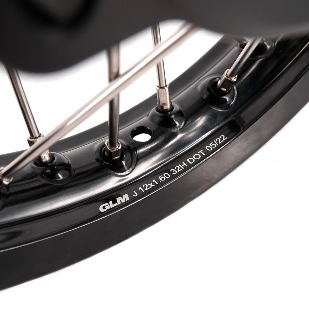 KKE 1.4*14 & 1.6*12 Spoked Kid's Wheels Rims Set for Kawasaki KX65 2000-2024 Black KKE Racing