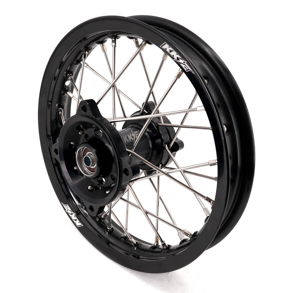 KKE 1.4*14 & 1.6*12 Spoked Kid's Wheels Rims Set for Kawasaki KX65 2000-2024 Black KKE Racing