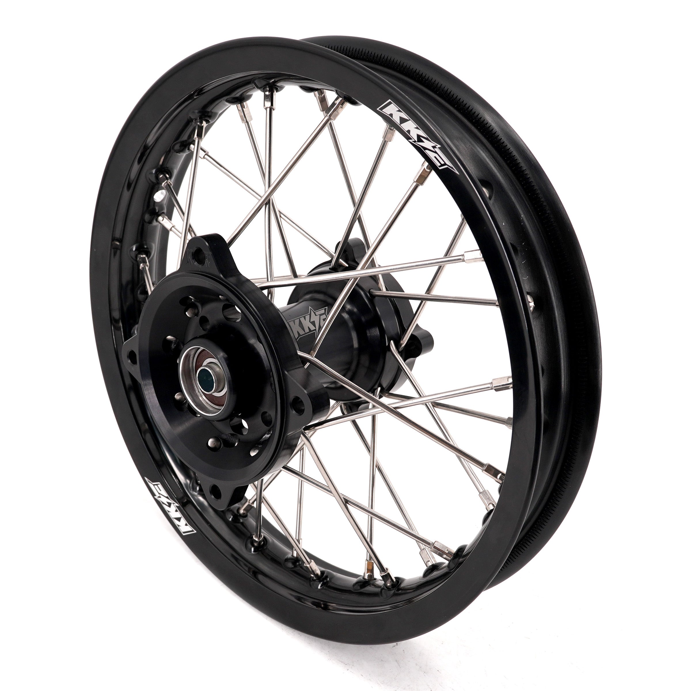 KKE 1.4*14 & 1.6*12 Spoked Kid's Wheels Rims Set for Kawasaki KX65 2000-2024 Black KKE Racing