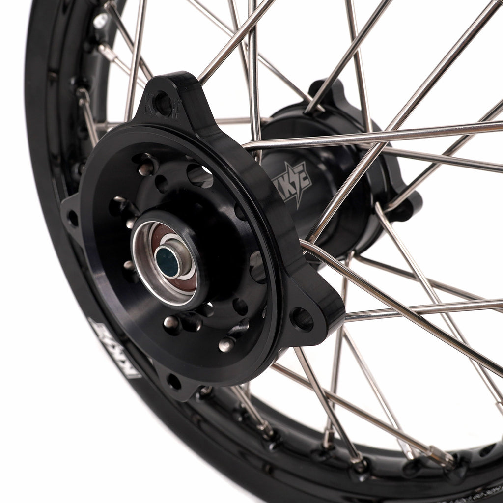 KKE 1.4*14 & 1.6*12 Spoked Kid's Wheels Rims Set for Kawasaki KX65 2000-2024 Black KKE Racing