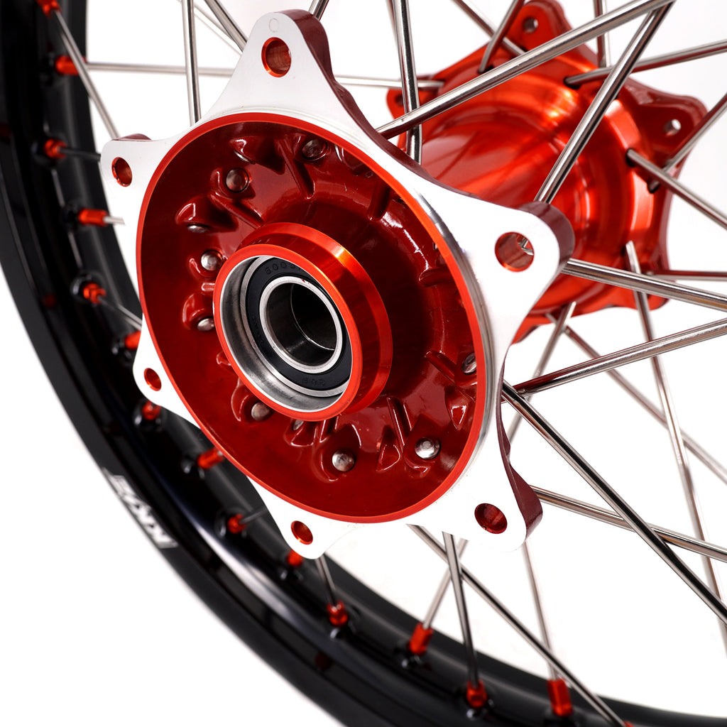 KKE 21" 18" Cast Enduro Wheels For KTM EXC EXC-F EXC-E 2003-2025 Orange Nipples KKE Racing