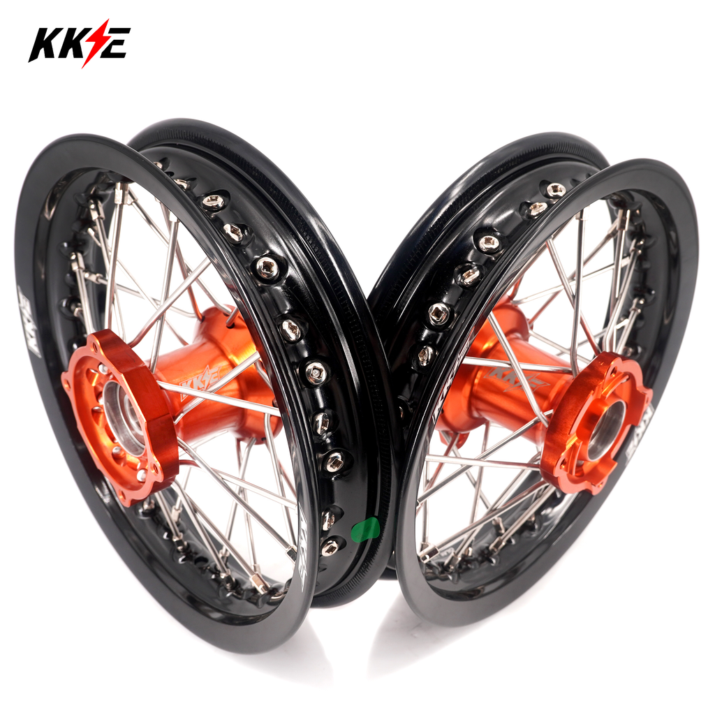 KKE 10/10 Small Kid's Wheels For KTM SX50 2014-2023 Mini Dirtbikes Orange Hub KKE Racing
